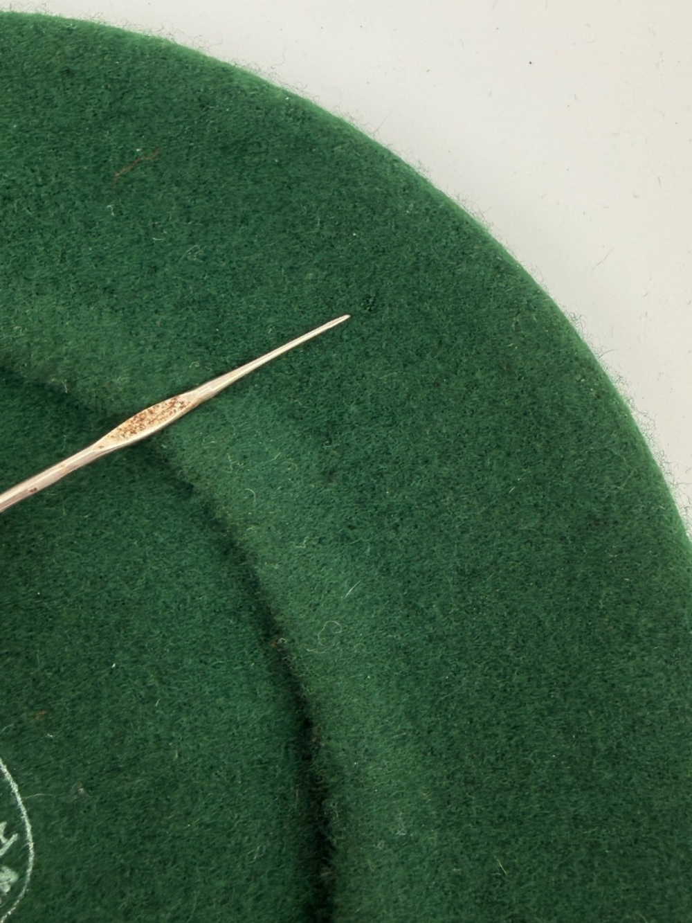 Vintage Forest Green Wool Beret Hat Dark Academia Coquette Minimalist Men Women - Picture 9 of 9